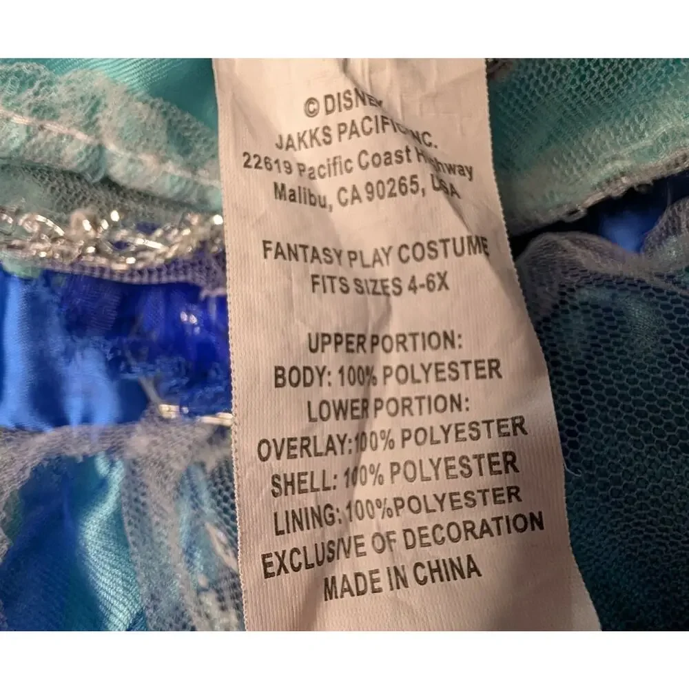 DISNEY FROZEN ELSA PRINCESS DRESS HALLOWEEN COSTUME GIRLS SIZE 4-6X GLITTER